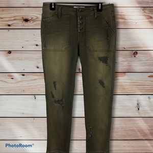 Free People | Olive Green Distressed Cargo Pants
